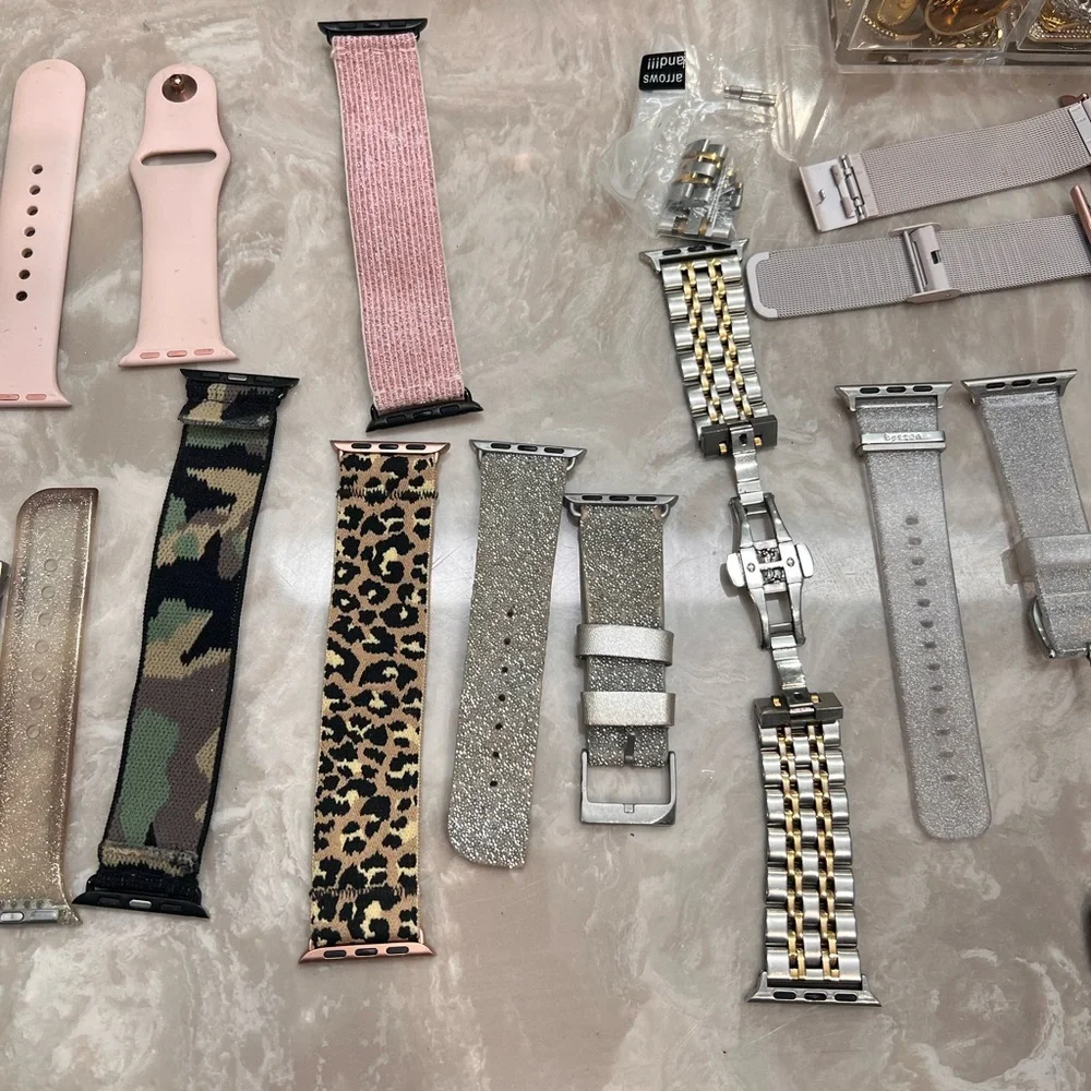 Lot of iWatch 38mm 19 bands 9 cases bumpers glitter Gucci Louis Vuitton